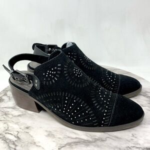 Anthropologie Latigo Muren Lasercut Suede Booties 7.5 Western Bohemian Artsy